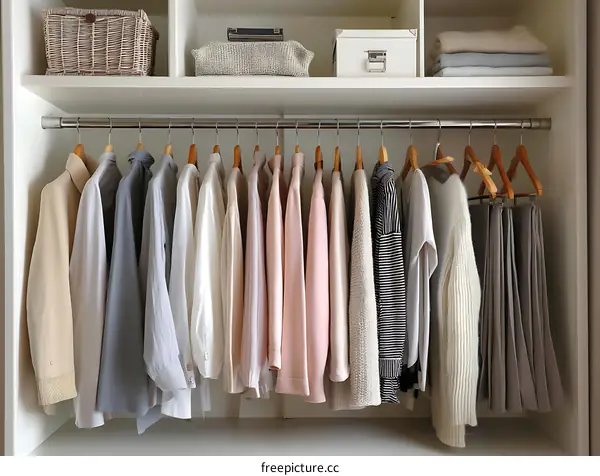 Organized Closet with Colorful Clothes