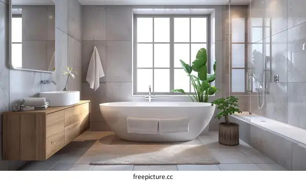 Modern Bathroom Interior Design with Plants
