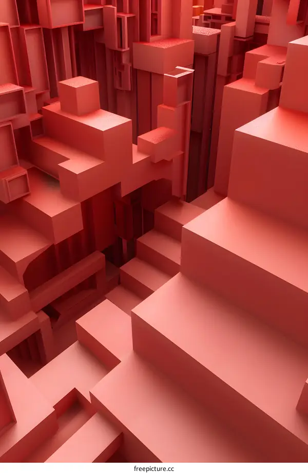 Abstract 3D Red Geometric Shapes Background