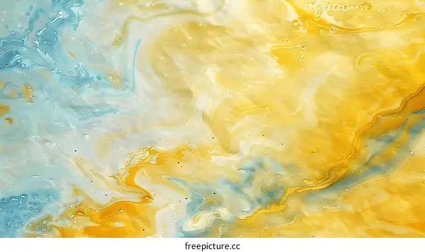 Abstract Blue and Yellow Liquid Swirls