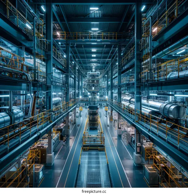 Industrial Catwalk: A Modern Factory Interior