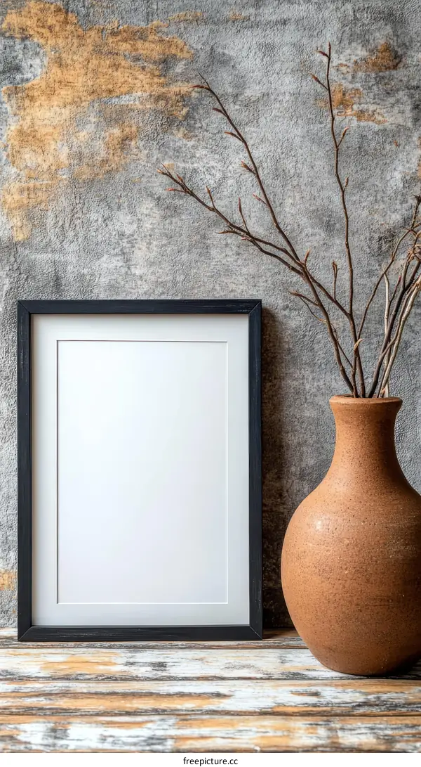 Blank Frame Decorated with Dried Branches