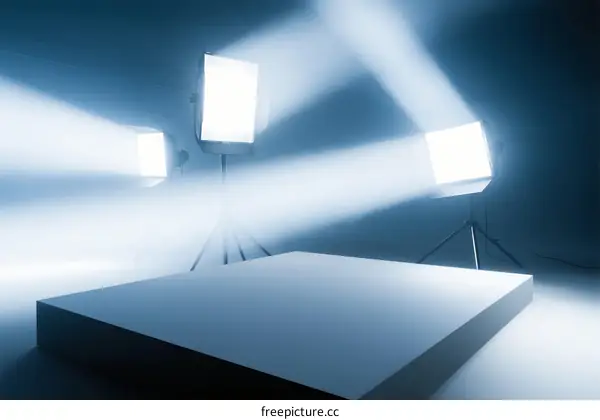 Studio Lighting Setup with Empty Platform for Product Photography