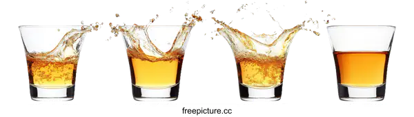 [Transparent Background PNG]Whiskey Splash in Glass