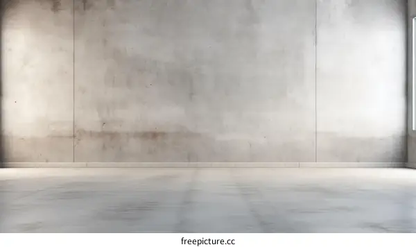 Empty Room with Concrete Wall and Distressed Wooden Floor