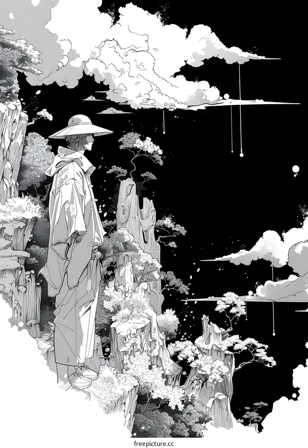 A man standing on a cliff looking at the sea of clouds