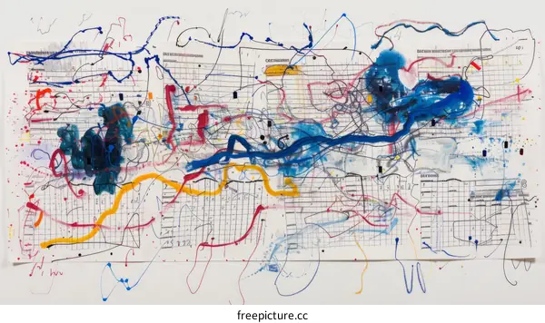 Abstract Watercolor Painting With Geometric Shapes