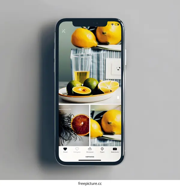 Smartphone Display Showing Fruit Still Life Photos