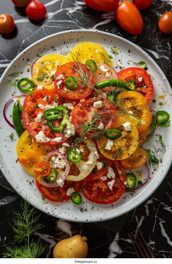 Colorful Heirloom Tomato Salad with Goat Cheese and Herbs