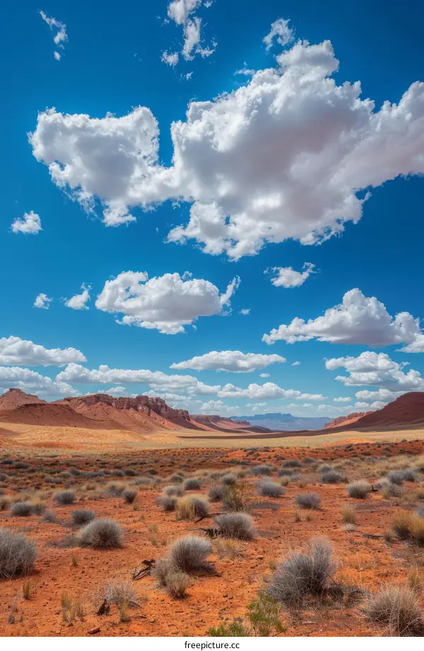 Beautiful desert landscape with red rocks and blue sky