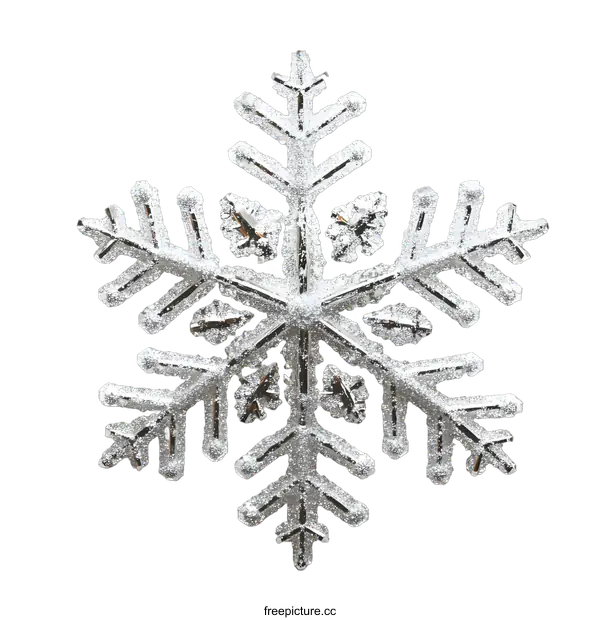[Transparent Background PNG]Silver Glitter Snowflake Christmas Ornament