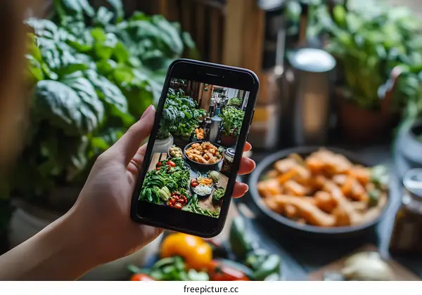 Person Taking a Picture of Freshly Prepared Food on a Smartphone