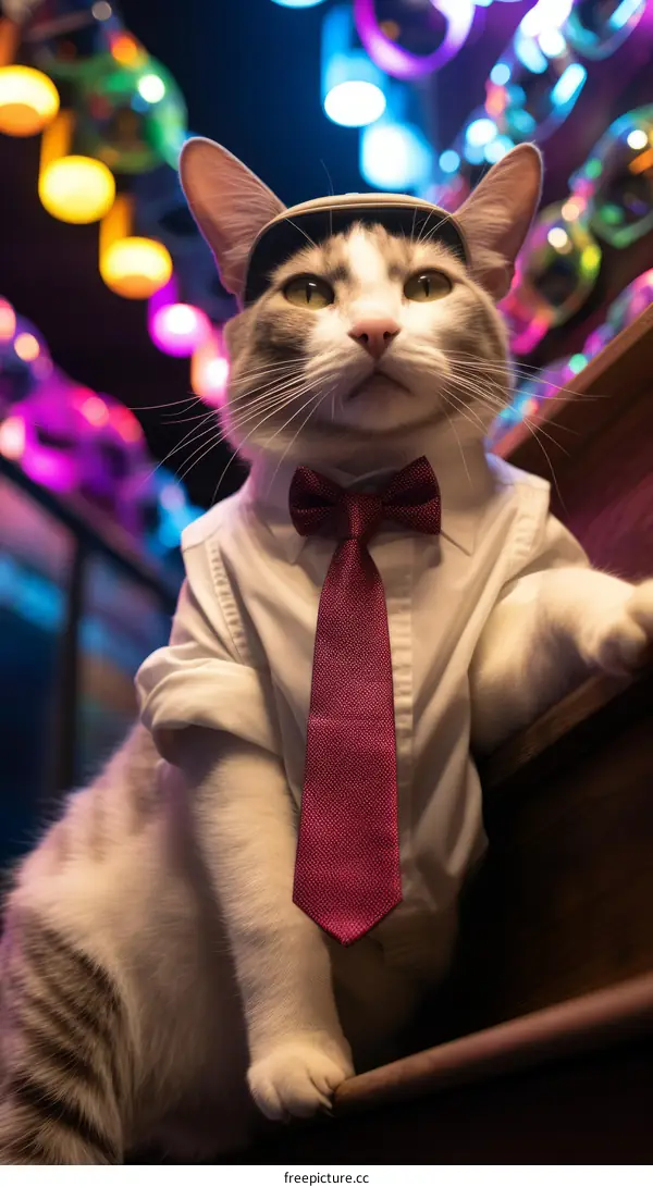 Feline Fashionista: Cat in Suit and Tie