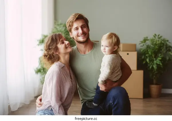 Happy Family Moving into New Home