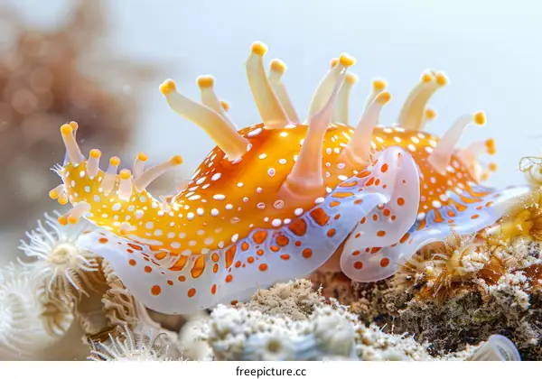 Colorful Nudibranch Crawling on Ocean Floor