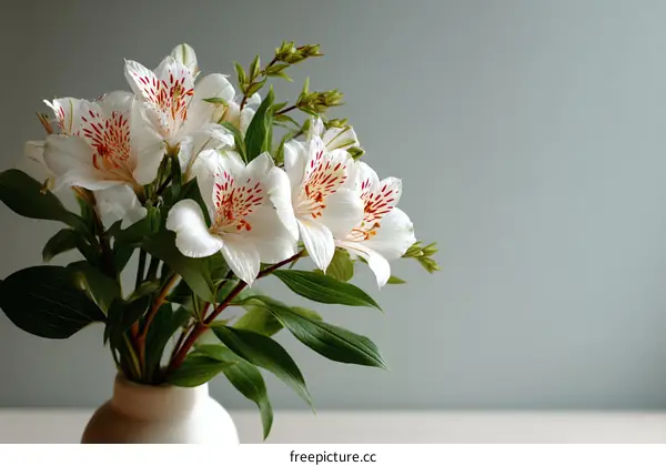 Beautiful White Alstroemeria Bouquet in Vase