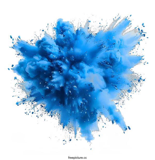 [Transparent Background PNG]Blue powder explosion on white background