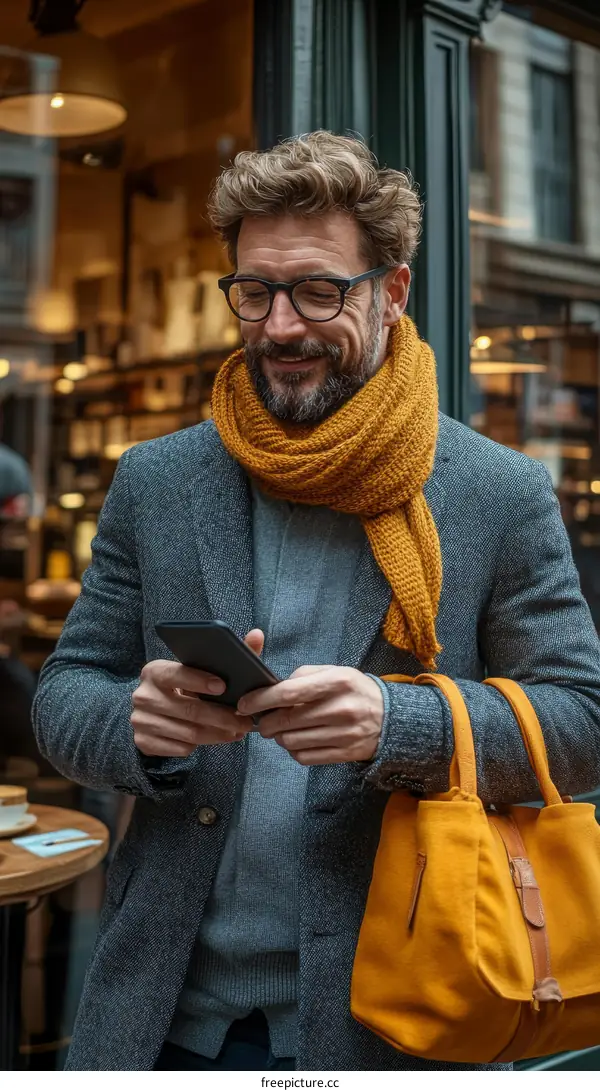 Urban Casual Man Using Smartphone