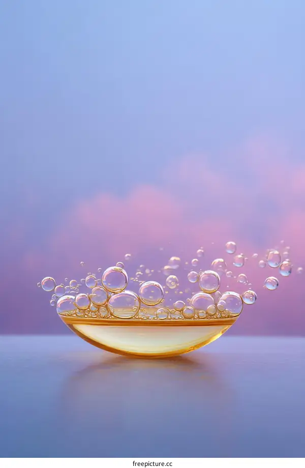 Colorful Bubbles in a Golden Dish
