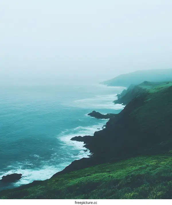 Coastal Landscape With Foggy Sky