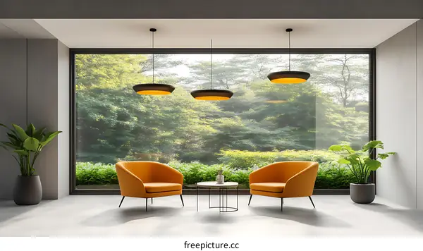 Modern Living Room with Large Windows