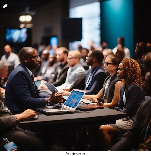 Black professionals network at a conference