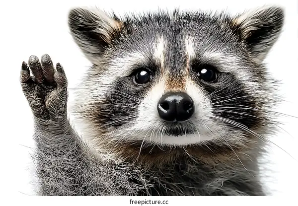 Cute Raccoon Raising Its Paw