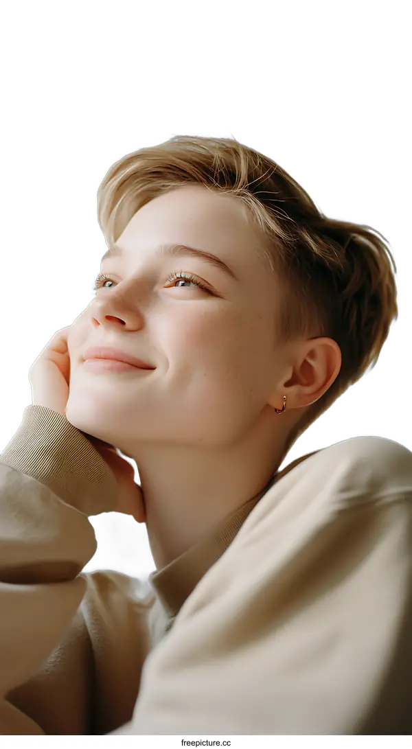 [Transparent Background PNG]Close-up Portrait of a Happy Person