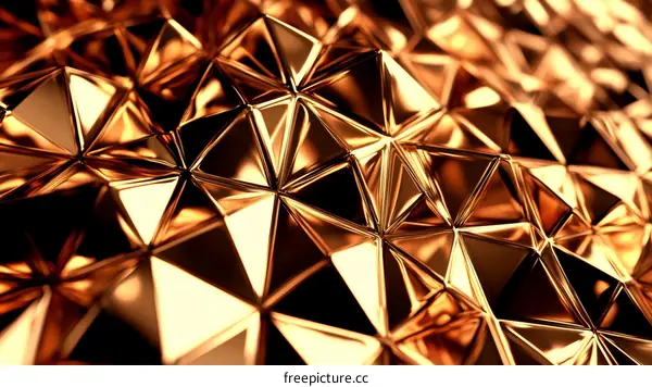 Abstract Geometric Golden Triangular Background