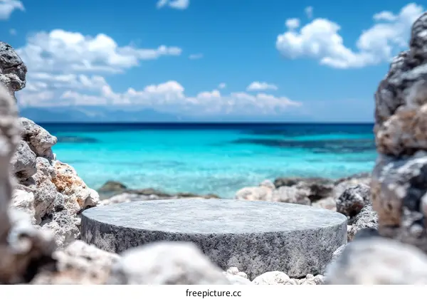 Coastal Stone Platform with Turquoise Sea