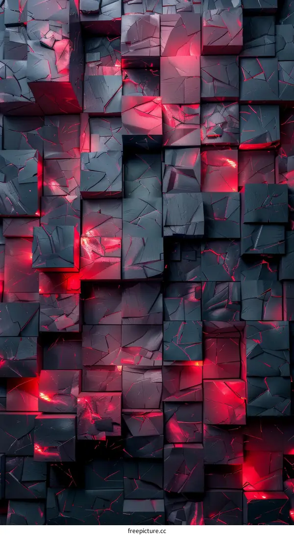 Red and Black Abstract 3D Cubes Background