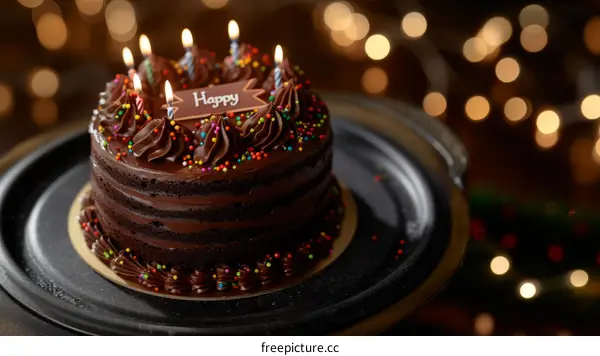 Delectable Chocolate Cake with Birthday Message
