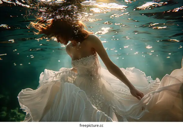 Underwater Woman in a White Wedding Dress