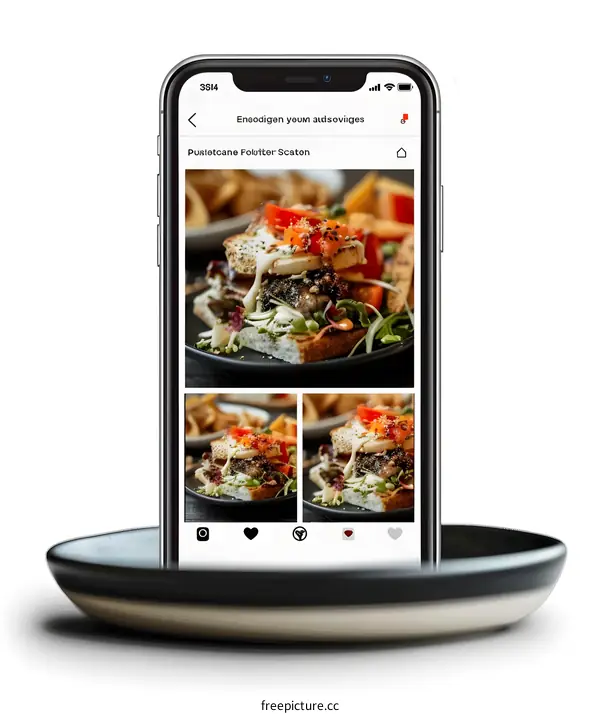 Phone Screen Showing Delicious Food Pictures