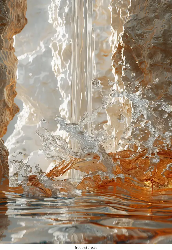 Waterfall Splashing in Cave