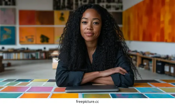 Black Woman Artist in a Creative Studio