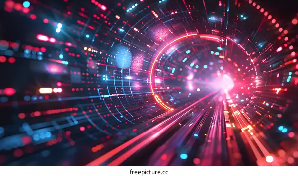 Binary tunnel of glowing particles