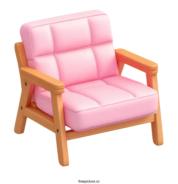 [Transparent Background PNG]Pink Wooden Armchair Illustration