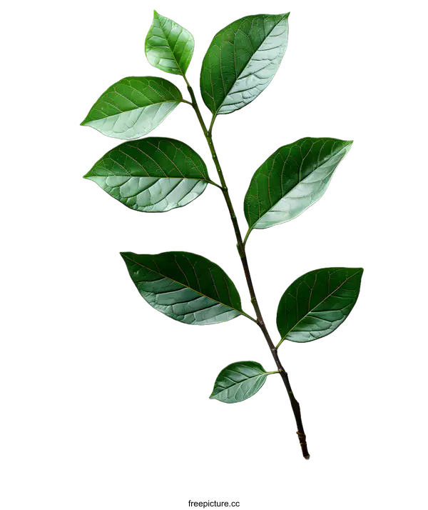 [Transparent Background PNG]Green Branch with Leaves on White Background