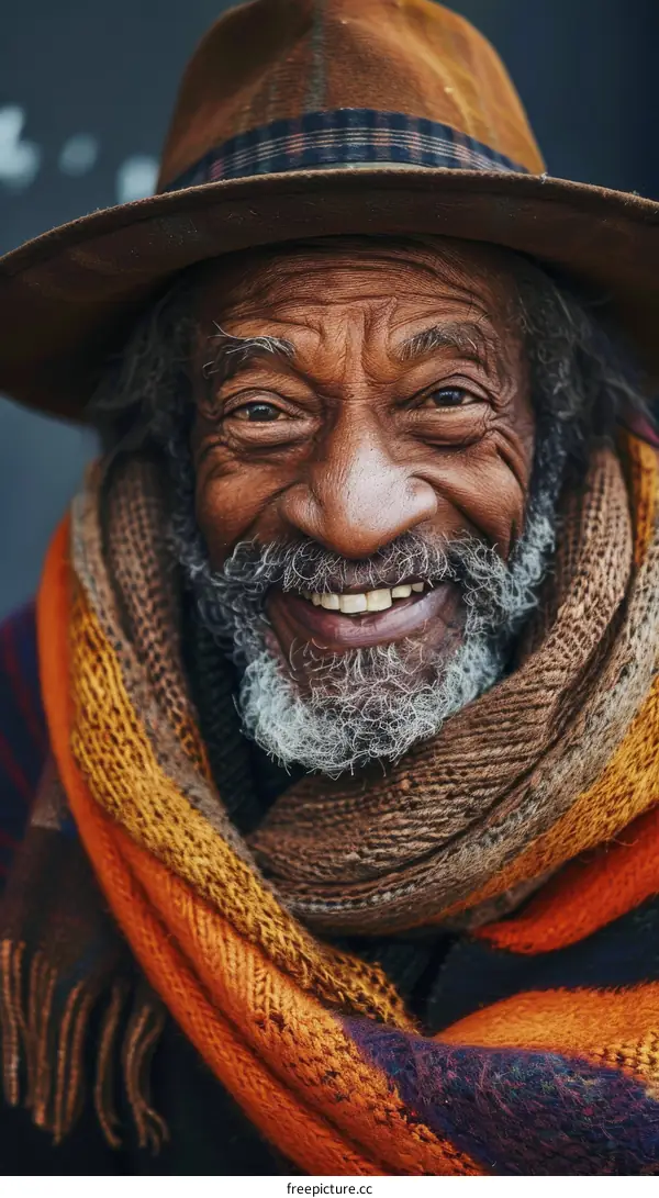 Closeup Portrait of a Joyful Elderly Man
