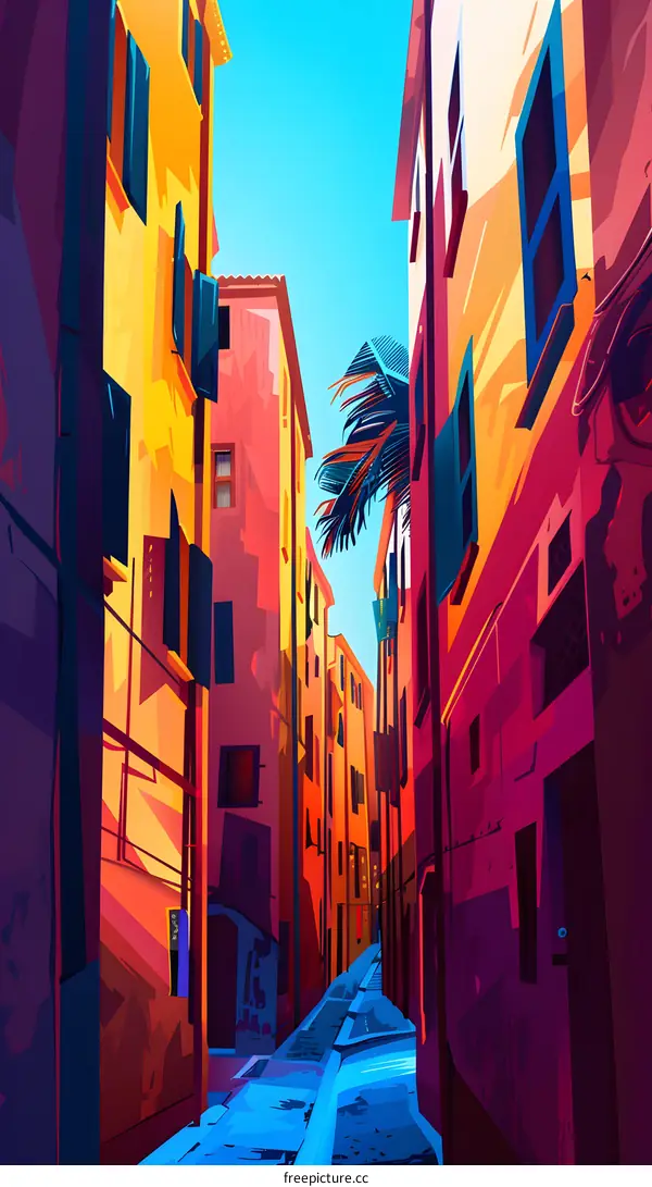 Colorful Narrow Alleyway in a European City