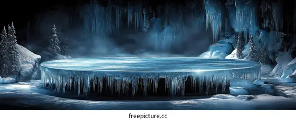 Frozen Ice Stage in a Winter Wonderland