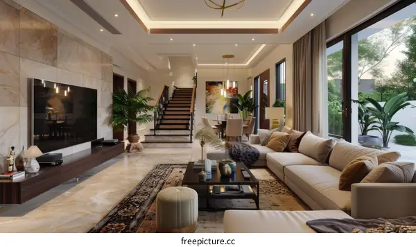 Modern Minimalist Living Room with Stunning Balcony Views