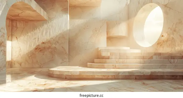 Beige Marble Architectural Interior Scene