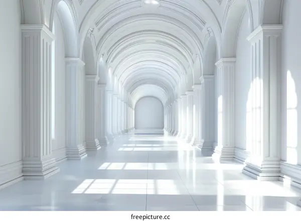 Elegant White Architectural Corridor Illustration