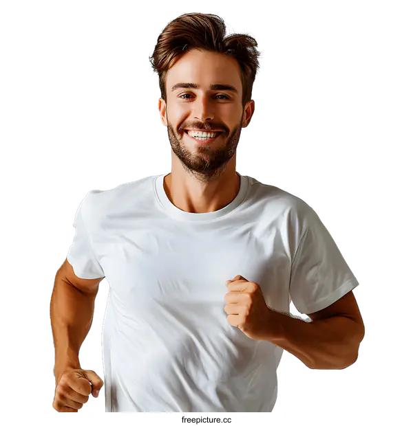 [Transparent Background PNG]Handsome young man running