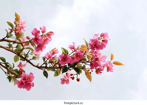 Beautiful Pink Flowers Against a Light Sky
