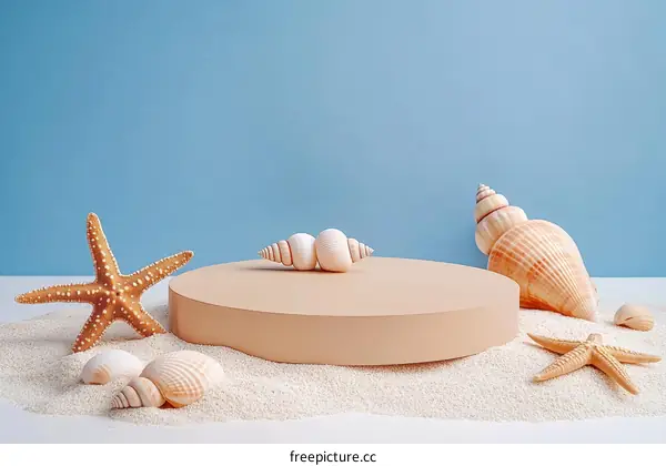 Beach Seashell Display Stand Illustration