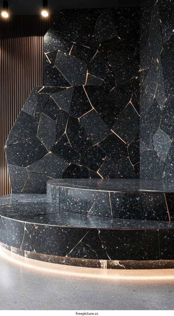 Modern Architectural Design with Dark Stone Steps