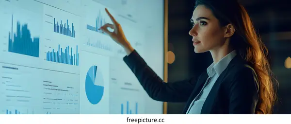 Businesswoman Analyzing Data on a Touchscreen
